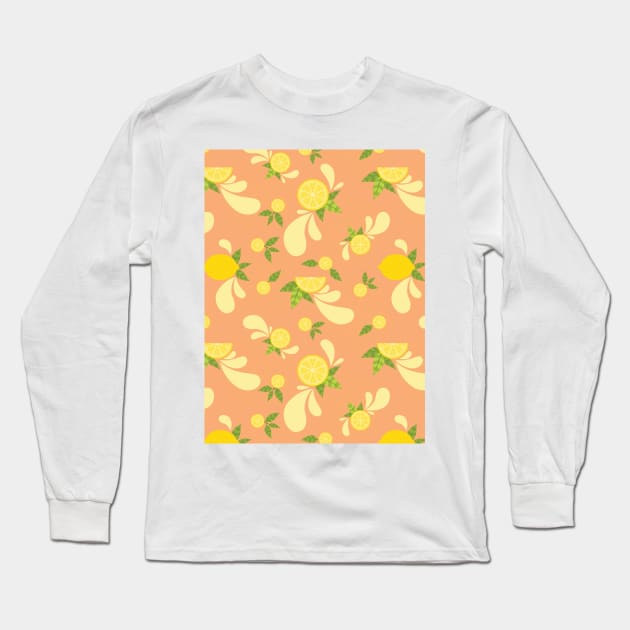 Citrus Splash Seamless Surface Pattern Design Long Sleeve T-Shirt by zarya_kiqo